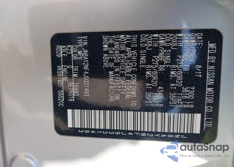 2018 Nissan Armada Platinum from USA, damaged, VIN JN8AY2NF4J9331493